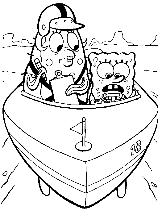 Spongebob and Poppy Puff coloring page