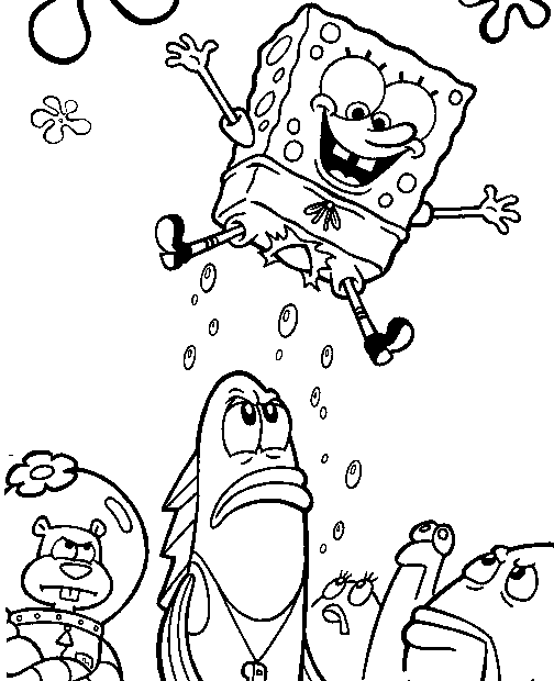Jumping Spongebob coloring page