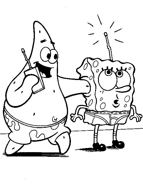 Patrick calling Spongebob coloring page
