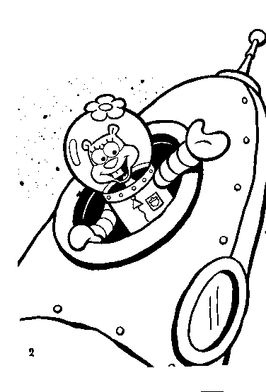 Sandy in a space shuttle coloring page