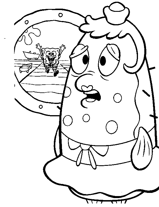 Spongebob running coloring page