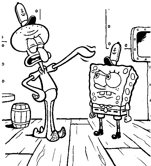 Spongebob and Squidward coloring page