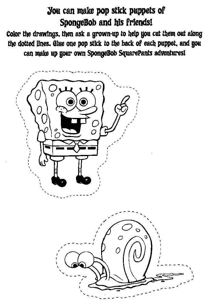 Spongebob stick puppet coloring page